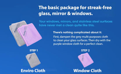 Norwεx Basic Package - Window Cleaning Cloth (Purple) and EnviroCloth (Grey), Microfiber Cleaning Cloth, Streaks Schatches Free, Just Add Water (Purple 1 Pack, Grey 1 Pack). - color: Purple and Grey