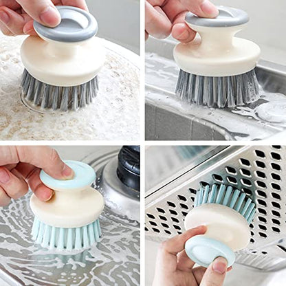 Dish Scrub Brush,Ergonomic Grip Palm Brush,Kitchen Scrub Brushes for Cleaning, Dish Scrubber with Stiff Bristles for Sink, Pots, Pans (2P Grey) - color: 2p Grey