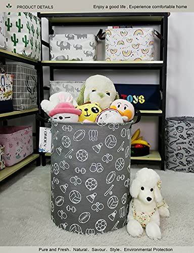 Round collapsible Large Sports Ball Laundry Hamper for Adults Kids - color: Grey Sports Ball