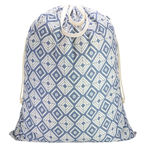 Canvas Laundry Bag with Handles & Drawstring, XL 33"Wx 35"H,Geometry Blue - color: Geometry Blue,1pc XL, size: XL 33"W x 35"H┃1 Pack