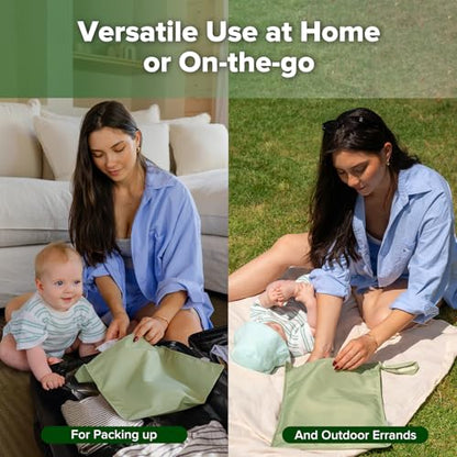 haakaa Wet Dry Bags for Baby, Water Resistant Wet Dry Bag, 2pcs, Grass - color: Grass