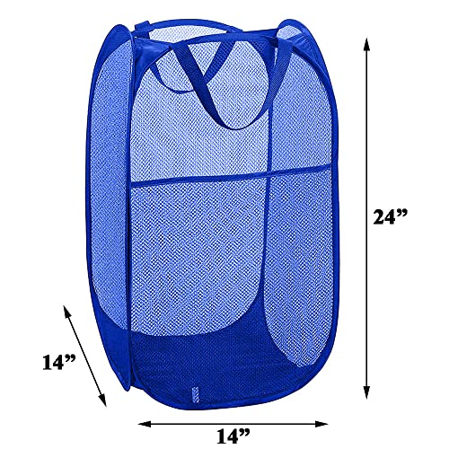 Mesh Laundry Hamper, Pop Up Laundry Basket, Collapsible Clothes Storage Bin for Bedroom, Dormitory, Apartment, Royal Blue - color: Royal Blue