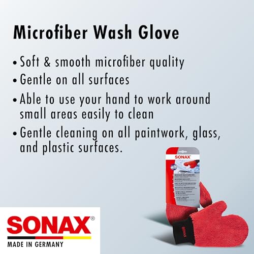 SONAX Microfibre Wash Glove (1 Piece) - Practical Car Wash Glove for The Gentle and Thorough Cleaning of Vehicle External Areas. Durable and Machine Washable | Item No. 04282000