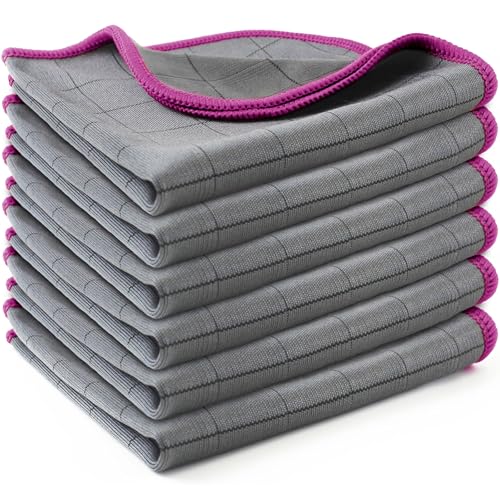 Ekedalen Microfiber Cleaning Cloth Lint Free Glass Polish, Grey-Purple - color: Grey-purple