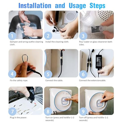 Window Cleaner Robot with 4 Cleaning Modes, 8000Pa Suction Remote Control