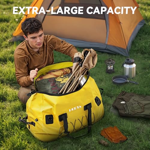 HEETA Waterproof Duffel Bag Travel Motorcycle Dry Bag Backpack 60L/80L/110L - color: Yellow, size: 60L