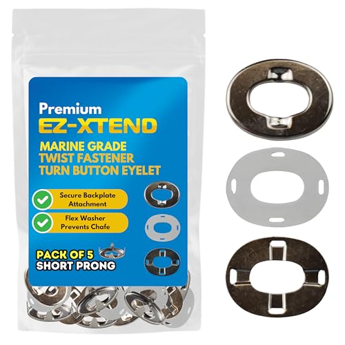 EZ-Xtend Marine Twist Fastener Turn Button Eyelet (Short Prong - 5 PK) - style: Short Prong - 5 PK