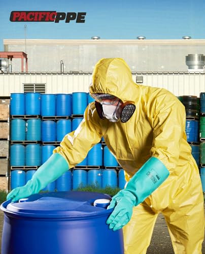 PACIFIC PPE Chemical Resistant Nitrile Gloves, 28 Mil Long Cuff, 2 Pairs - color: Green/18", size: Large (Pack of 2)
