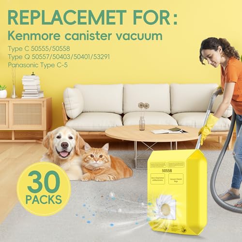 30 Pack Vacuum Cleaner Bags Fit for Kenmore CanisterType C/Q 50555 50558 - size: 30