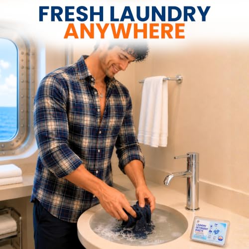 Travel Laundry Detergent Sheets Gift Set – 30-Count Laundry Detergent Sheets for Sink & Machine Wash, Travel Clothesline and Universal Sink Stopper for Hotels, Cruises & Camping, Trips & Small Spaces - style: Travel Laundry Kit 5-piece Gift Set