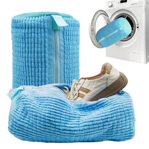 Shoe Washing Machine Bag 2pcs Laundry Bags for Washer & Dryer Deep Cleaning Machine for All Shoes Type Shoe Cleaning Bag with Zipper (Blue) - color: Blue 2Pcs