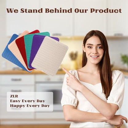 ZLR Silicone Dish Drying Mat for Kitchen Counter, 16"x12", Meadow Violet - color: Meadow Violet, size: 16" x 12"