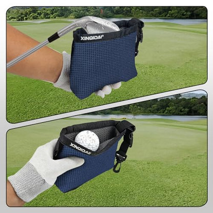 Waterproof Golf Club Cleaner Bag and Golf Ball Washer with Clip,Dark Blue - color: Dark Blue