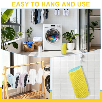 vorona Shoe Washing Machine Bag, 2PCS Reusable Shoe Bag for Washing Machine, 360° Deep Clean, Includes 4 Shoe Storage Dust Bags & 2 Drying Racks, XXL Laundry Shoe Bag for Sneakers Tennis Shoes, Yellow