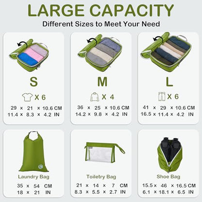 Cipway Compression Packing Cubes for Travel (8 Piece,Green) - color: Green, size: 8PCS