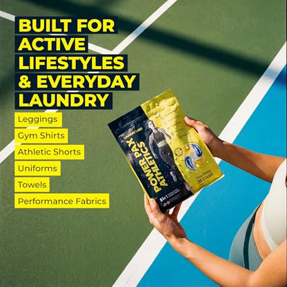 PowerPax Athletics Laundry Detergent Pods, 36 Count 5-in-1 Washer Pods for Activewear & Everyday Laundry, Enzyme Stain & Odor Remover, Citrus Energy, HE Washing Machine Pods