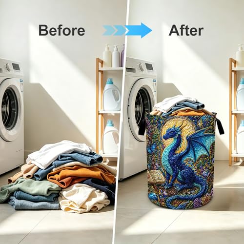 Animal Laundry Basket Foldable Oxford Laundry Hamper With Handle For Room Bathroom Bedroom - color: Animal