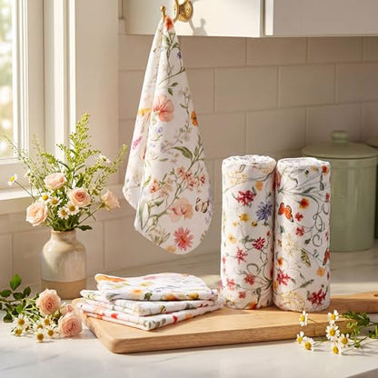 36 Pack Reusable Kitchen Cloths Cotton Towels, Vintage Wildflower - style: Vintage Wildflower