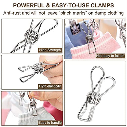 Foldable Clothes Drying Rack Stainless Steel Clothes Drying Hanger with 20 Clips, Laundry Hanging Dryer for Underwear, Sock, Bra, Lingerie, Hat, Scarf, Gloves, Diapers, Towels, Baby Clothes - size: 20 Clips (1-Pack)