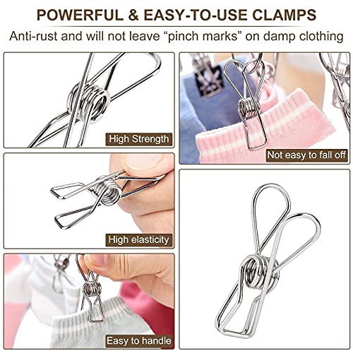 Foldable Clothes Drying Rack Stainless Steel Clothes Drying Hanger with 20 Clips, Laundry Hanging Dryer for Underwear, Sock, Bra, Lingerie, Hat, Scarf, Gloves, Diapers, Towels, Baby Clothes - size: 20 Clips (2-Pack)
