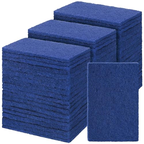 Hoolerry 100 Pcs Heavy Duty Scouring Pads Bulk for Kitchen Dish, Blue - color: Blue