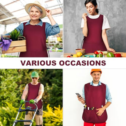 TFTAFAN Cobbler Apron Unisex Waterproof Apron with 2 Deep Pockets Art Smock for Painting Cleaning Artiest Apron work kitchen - color: Black,maroon and Navy Blue