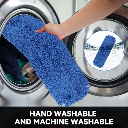 Commercial 24 Inch Dust Mop Head: Replacement Sweeper and Janitorial Industrial Dust Mop Head for Floor Cleaning, Office, School, Restaurant, Hospital (Blue - 6 Pack) - color: Blue - 24 Inch - 6pack - Scrubby