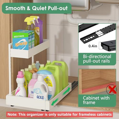 REALINN L-Shaped Under Sink Organizer with 6-Level Height Adjustment - color: White, size: 1 Pack