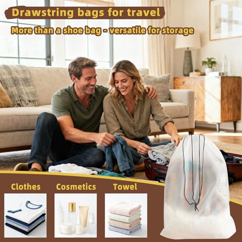 LazyMe Clear Shoe Bags for Travel, 11.8 x 15.7 Inch, 6 Pcs - color: Clear 6pcs