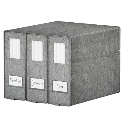 Furnhome Bed Sheet Organizers and Storage 3 Pack, Foldable Linen Closet Organizer Box with Clear Window, Labels & Reinforced Handles, Stackable Space Saving Bedding Storage for King Queen Sheet Set - size: 3 Pack