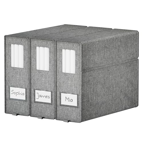 Furnhome Bed Sheet Organizers and Storage 3 Pack, Foldable Linen Closet Organizer Box with Clear Window, Labels & Reinforced Handles, Stackable Space Saving Bedding Storage for King Queen Sheet Set - size: 3 Pack