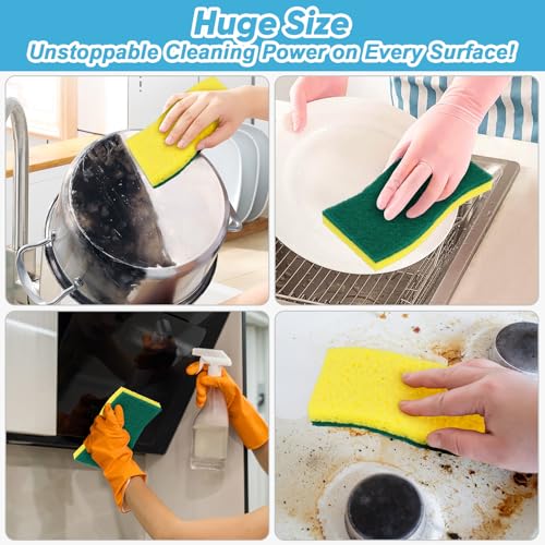 AIDEA XL Scrub Sponges Kitchen 24Count, Heavy Duty Sponges for Dishes - color: Green-extra Large