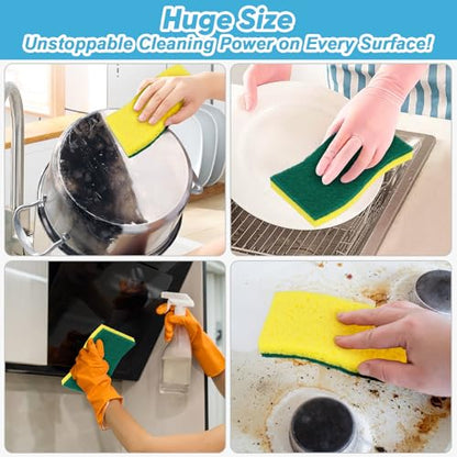 AIDEA XL Scrub Sponges Kitchen 24Count, Heavy Duty Sponges for Dishes - color: Green-extra Large