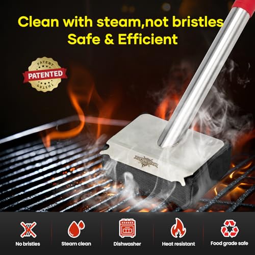 XUDAKAIXIN Grill Brush Bristle Free,Unique Wave pad for Cast Iron/Stainless-Steel Grates, (Only Replaceable Cleaning Head No Grill Brush) - color: Black-replaceable Head