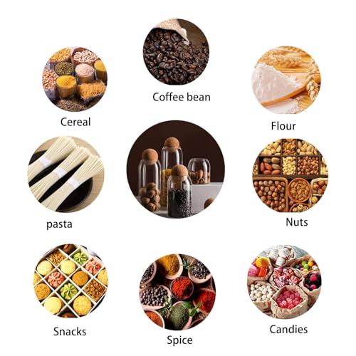 750ML/25Oz Clear Glass Bottles, Glass Food Storage Containers with Airtight Round Cork, Decorative Sealed Jar Organizer Holder with Wooden Lid for Candy, Cookie, Nut, Spice, Tea, Coffee Bean