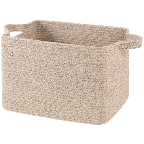 OIAHOMY Woven Storage Basket, Small Baskets for Organizing Brown - color: Brown, size: 13.5"x11"x9.5"