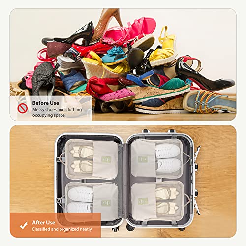 Shoe Bags for Travel,Shoe Bag Holds 3 Pair of Shoes,Shoe Storage Pouch for Travel and Daily Use,Shoe Organizer Travel Essentials for Packing in Suitcase,Waterproof - size: Grey