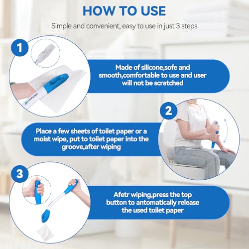 Wefaner Toilet Aids Set for Wiping - Long Handle Butt Wiper