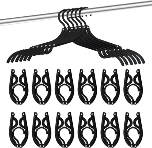 12 PCS Travel Hangers - Cruise Ship Essentials Portable Folding Clothes Hangers Travel Essentials Foldable Clothes Drying Rack for Travel (Black)