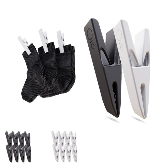 MYCLIPit Sock Clips – Keeps Socks Together During Laundry – Stainless Steel Laundry Clips with Rubber Guard – Keeps Socks Paired, No More Lost Socks, Saves Time – Black & White, 16ct - color: Black & White, size: 16ct