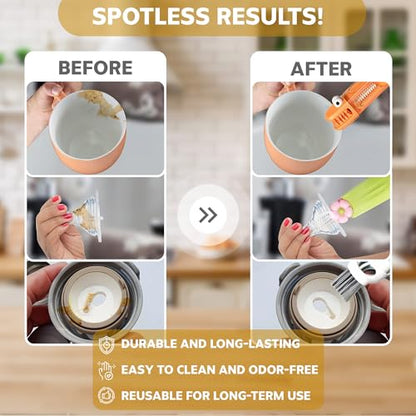 Cup Lid Cleaning Brush, 3 in 1 Cup Cleaner Brush New Multifunctional Lid Cleaner Lid Brush Cleaning Tool Multipurpose Bottle Gap Cleaner Brush Blue - color: Blue