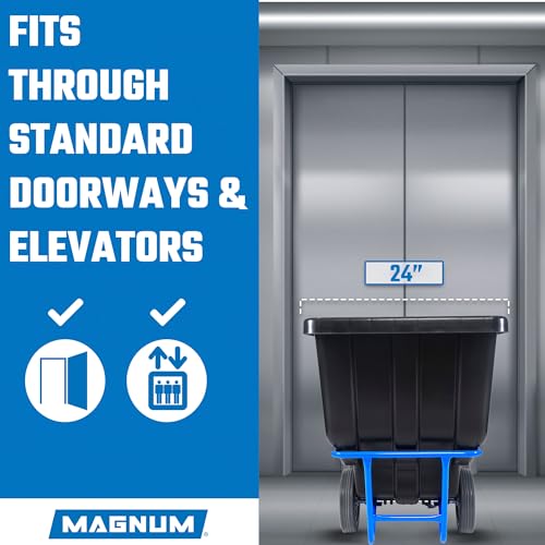Tilt Truck, 1/2 Cu. Yd. Capacity Dump Cart with Non-Marking 12” Wheels & 5” Casters & Forklift-able Frame for Jobsites, 850 lbs, Trash Cart with Wheels DUC12T-F-NM-02PK (2-Pack) - size: Non-Marking Wheels, style: Forklift Frame