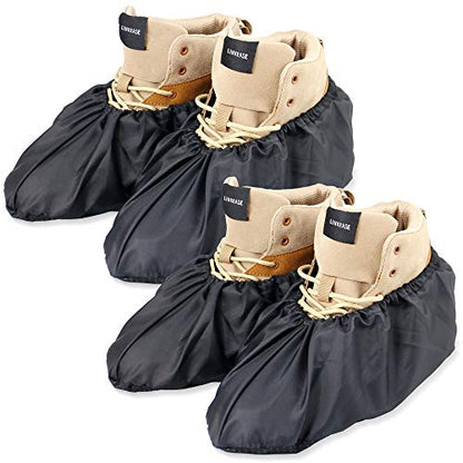 Reusable Boot & Shoe Covers, Washable, Non-Slip, 2 Pairs, Large - color: Black, size: Large