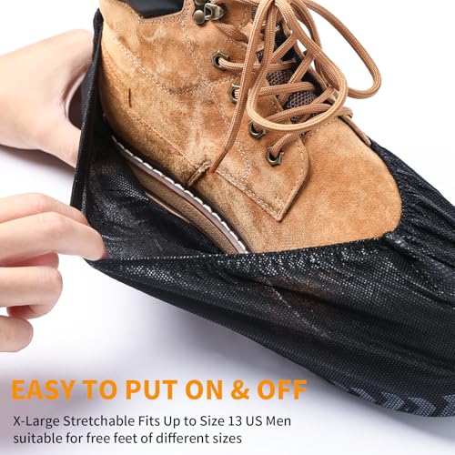 Shoe Covers Disposable, Extra Large 200 Pack, Non-Slip Indoor - color: Black 200 Pcs (Xl)