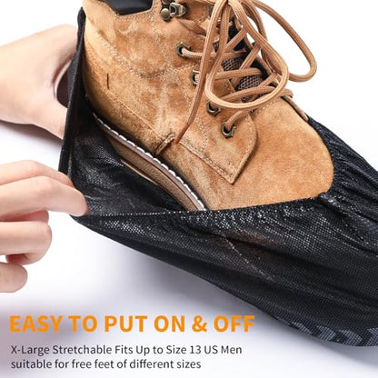 Shoe Covers Disposable, Extra Large 200 Pack, Non-Slip Indoor - color: Black 200 Pcs (Xl)