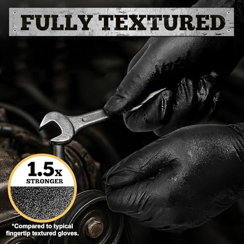 TitanFlex Heavy Duty Black Nitrile Gloves, 6 Mil, Fully Textured, Mechanic Disposable Gloves, Latex Free, Powder Free - color: Black (1000ct), size: Large