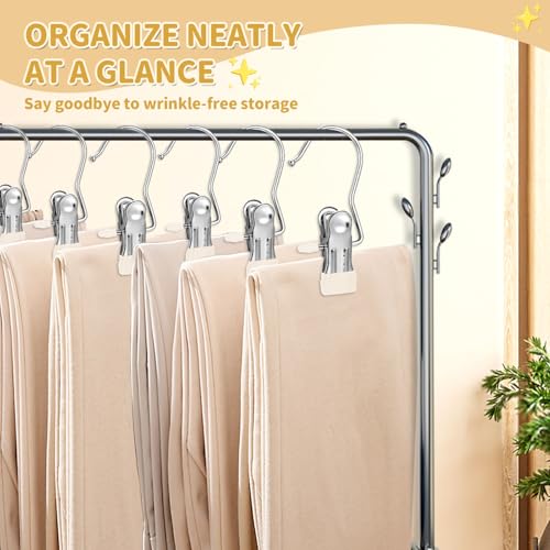 30 Pieces Boot Hanger Clips with Hook, Multifunctional Stainless Steel Clothes Pins, Space Saving Single Hanging Clips for Closet Pants Hats Socks Gloves Towels, White