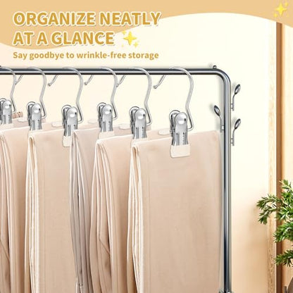 30 Pieces Boot Hanger Clips with Hook, Multifunctional Stainless Steel Clothes Pins, Space Saving Single Hanging Clips for Closet Pants Hats Socks Gloves Towels, White
