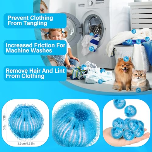 12 Pcs Pet Hair Remover for Laundry, Pet Hair Catcher, Washing Balls, Reusable Washing Machine Lint Paw Hair Catcher, Lint Balls for Washing Machine Dryer (Blue) - color: Blue