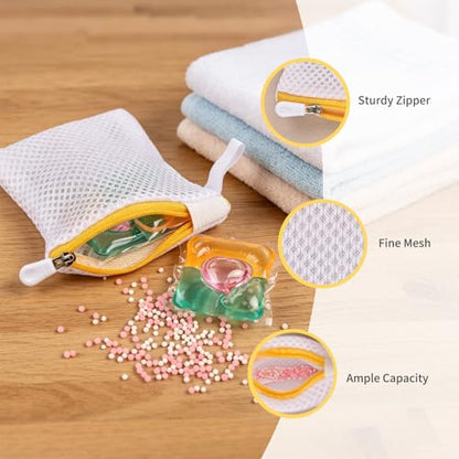 5pcs Laundry Pod Anti-Sticking Bags,Scent Beads Laundry Pouch,Small Mesh Laundry Bags，Durable Polyester Protection Bag For Scent Beads and Detergent Pods